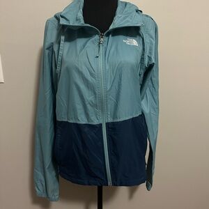 The North Face Women's Two-Tone Jacket - Light Blue and Navy windbreaker